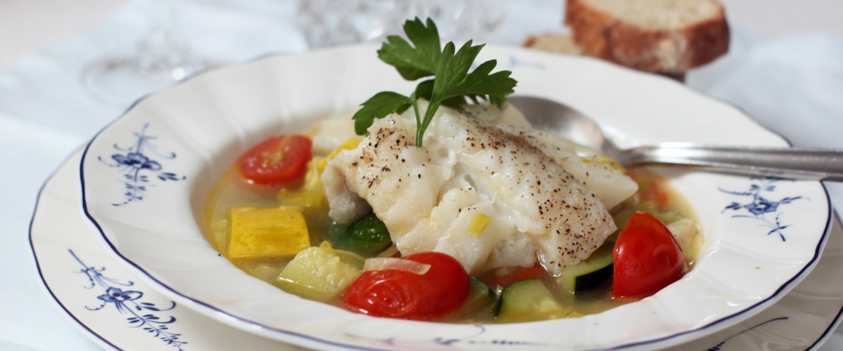 Cod Fish In Vegetable Broth