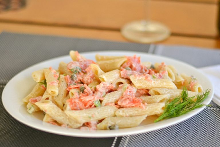 Ziti with Honey Mustard Salmon Lovely Food Blog