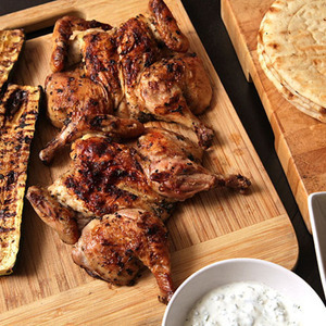Easy Grilled Cornish Hens and Zucchini With Greek Marinade, Tzatziki, and Greek Salad Recipe