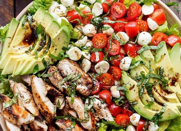 Chicken Avocado Caprese Salad