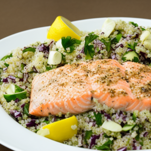 Lemon Herb Grilled Salmon with Quinoa Salad - Lovely Food Blog