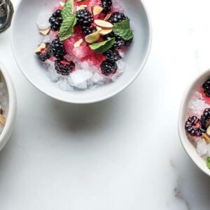 Sweet Granita With Blackberries, Toasted Almonds, and Mint