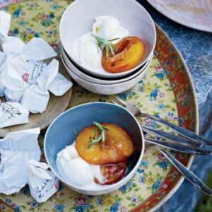 Roasted Peaches with Mascarpone Ice Cream
