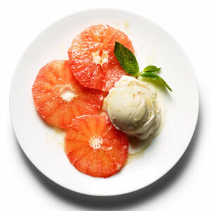 Grapefruit With Ginger Syrup and Ice Cream