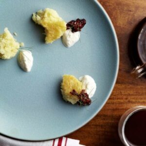 Buttermilk Cake with Sour Milk Jam and Gin-Poached Cherries